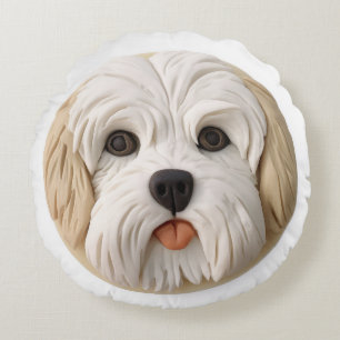 Havanese Hund 3D Inspiriert Rundes Kissen