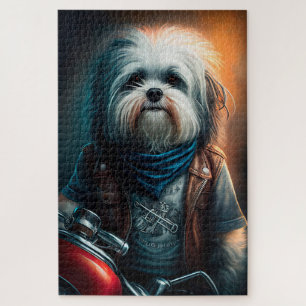 Havanese-Hund auf Fahrrad Digitale Malerei