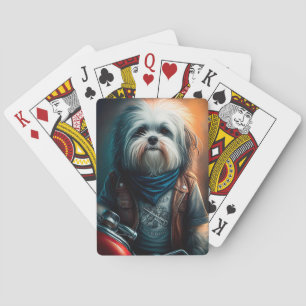 Havanese-Hund auf Fahrrad Digitalmalerei Spielkarten
