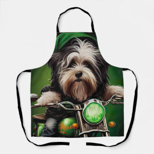 Havanese Hund fährt Fahrrad am St. Patrick's Day  Schürze