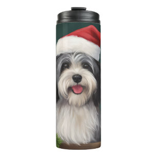 Havanese Hund im Schnee Weihnachten Thermosbecher