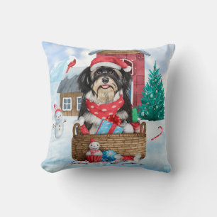 Havanese Hund im Schnee Weihnachtshaus Kissen
