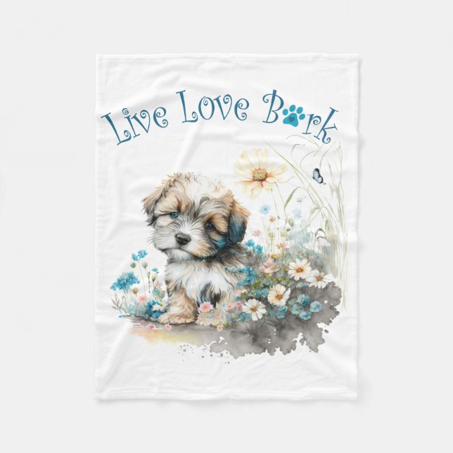 Havanese Hund Mama Floral Fleecedecke (Vorderseite)