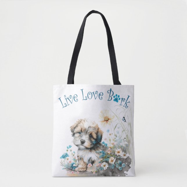Havanese Hund Mama Floral Tasche (Vorderseite)