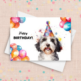 Havanese Hund mit Balloons und Party Hat Geburtsta Karte
