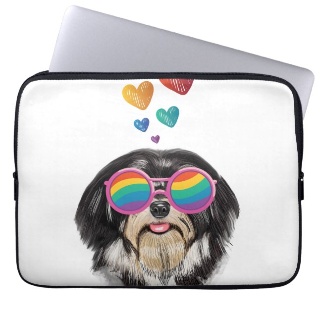 Havanese Hund mit Herz Valentinstag Laptopschutzhülle (Vorderseite)
