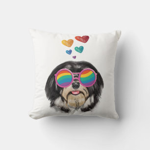 Havanese Hund mit Herzen Valentinstag Kissen