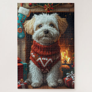 Havanese Hund mit Weihnachtsgeschenken