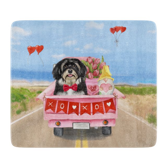 Havanese Hund Valentinstag LKW Schneidebrett (Vorderseite)