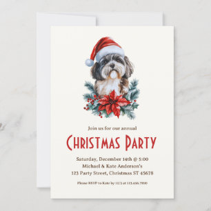 Havanese in einer Weihnachtsmannmütze White Dog We Einladung
