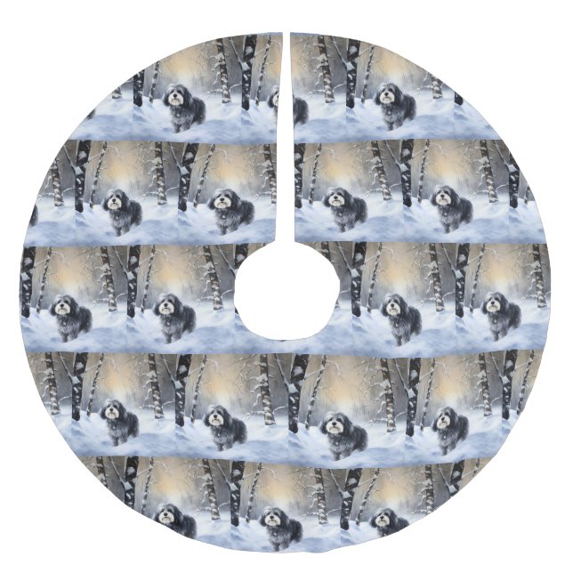 Havanese Let It Snow Weihnachten Polyester Weihnachtsbaumdecke (Vorderseite)
