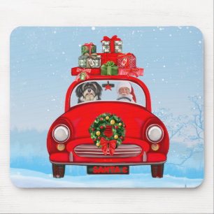 Havanese mit dem Weihnachtsmann im Auto Mousepad