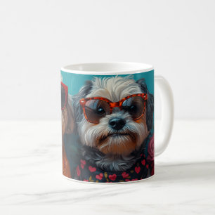 Havanese mit Herz-Rose Valentinstag Kaffeetasse