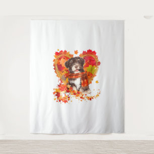Havanese mit Herzstück aus Herbstblättern Wandteppich