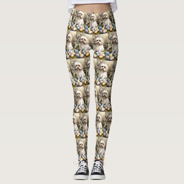 Havanese mit Ostereiern Leggings (Vorderseite)