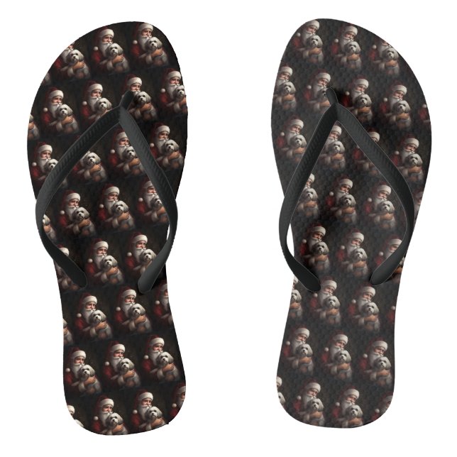 Havanese mit Weihnachtsmann Weihnachten Flip Flops (Fußbett)