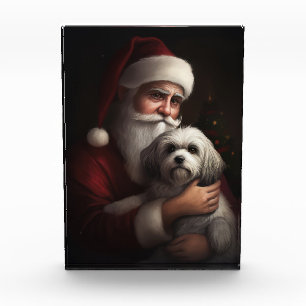 Havanese mit Weihnachtsmann Weihnachten Fotoblock