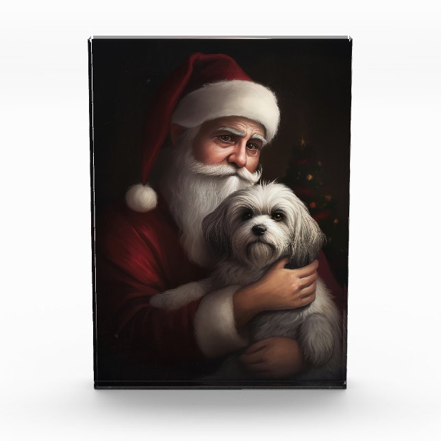 Havanese mit Weihnachtsmann Weihnachten Fotoblock (Vorderseite)