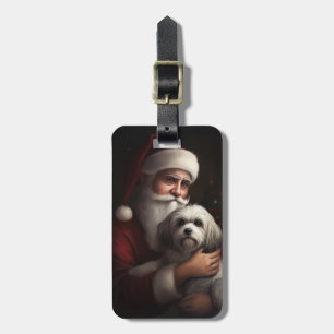 Havanese mit Weihnachtsmann Weihnachten Gepäckanhänger