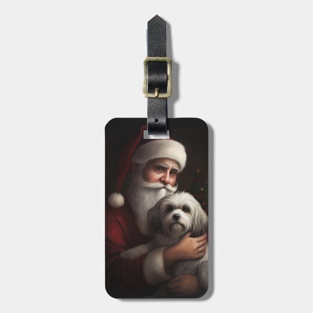 Havanese mit Weihnachtsmann Weihnachten Gepäckanhänger (Vorderseite vertikal)
