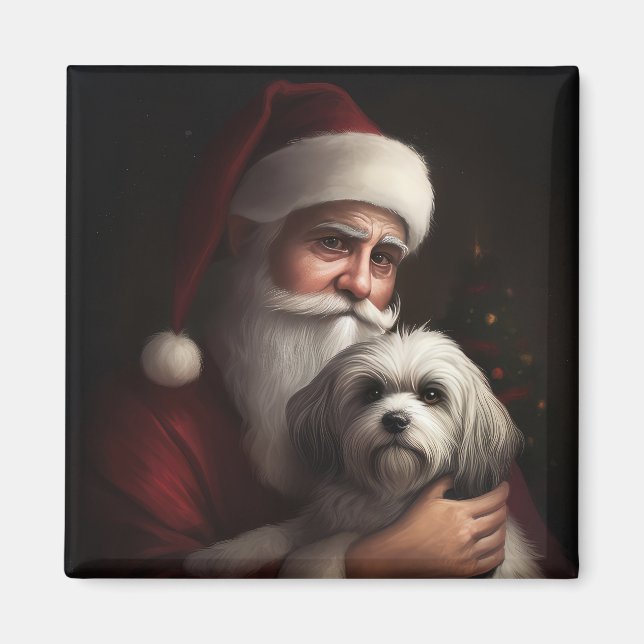 Havanese mit Weihnachtsmann Weihnachten Magnet (Vorne)