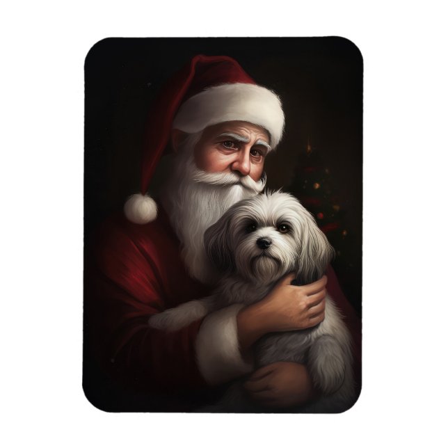 Havanese mit Weihnachtsmann Weihnachten Magnet (Vertikal)