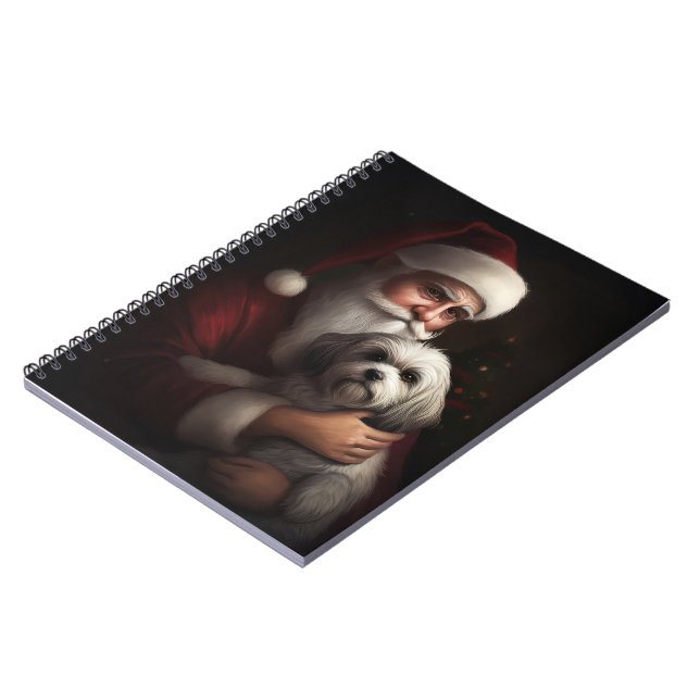 Havanese mit Weihnachtsmann Weihnachten Notizblock (Linke Seite)
