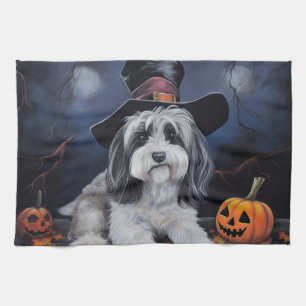 Havanese Pumpkins Halloween Beängstigend Geschirrtuch