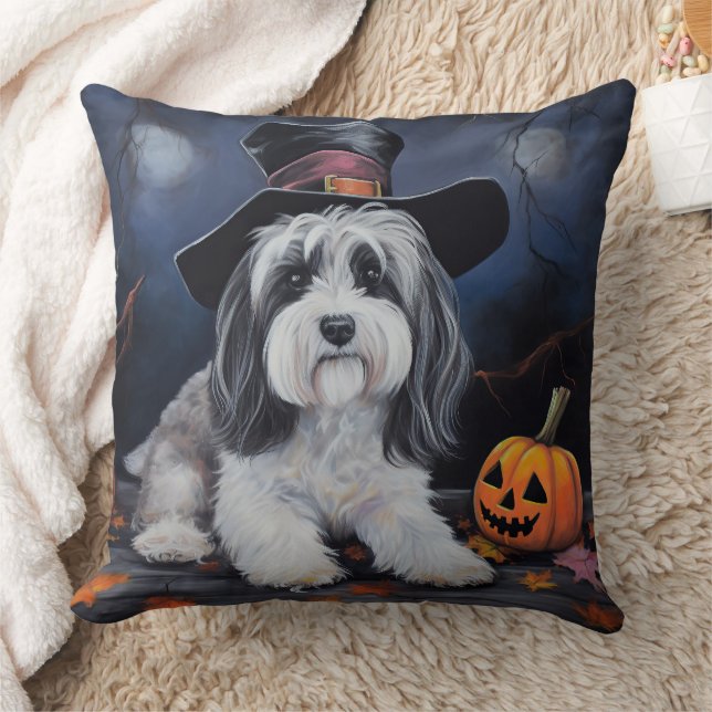 Havanese Pumpkins Halloween Beängstigend Kissen (Decke)