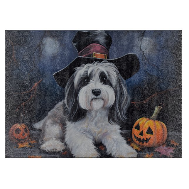 Havanese Pumpkins Halloween Beängstigend Schneidebrett (Vorderseite)