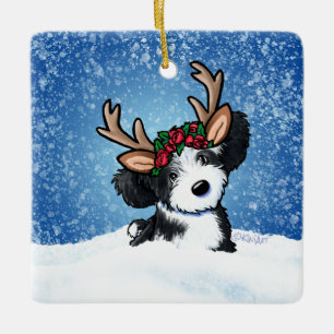 Havanese Reindeer Ceramic Ornament