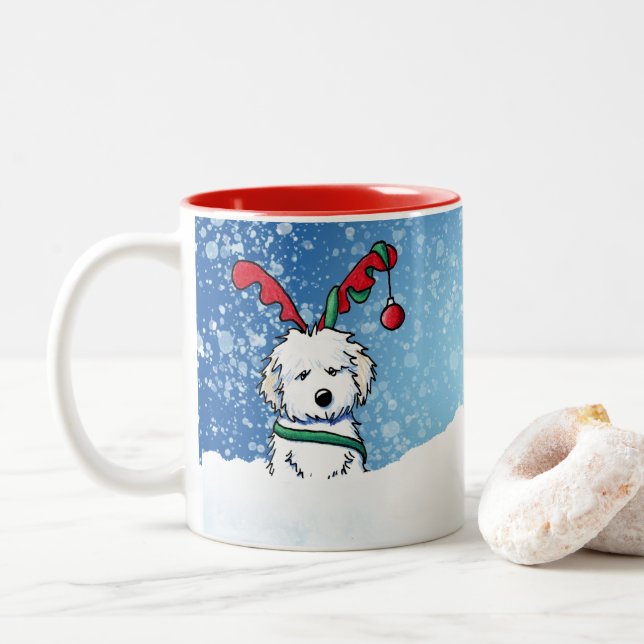 Havanese Rentier Weihnachtsfeier Tasse (Mit Donut)