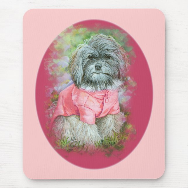 Havanese rosa Coat Art Portrait Mousepad (Vorne)