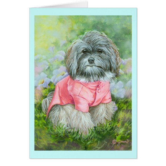 Havanese rosa Mantel-Kunst-Porträt Karte