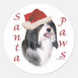 Havanese Santa Paws Runder Aufkleber