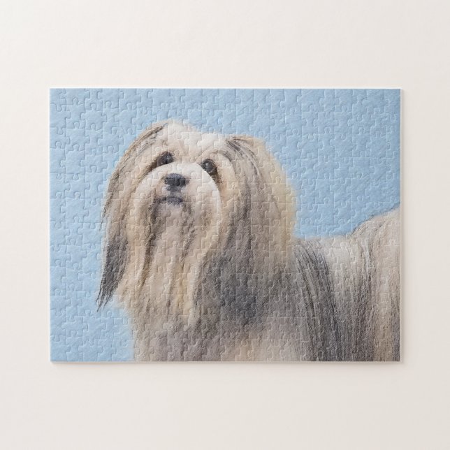 Havanese (Silber) Malerei - Niedliche Original Hun (Horizontal)