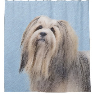 Havanese (Silber) Malerei - Niedliche Original Hun Duschvorhang