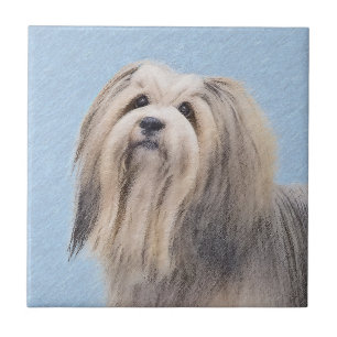 Havanese (Silber) Malerei - Niedliche Original Hun Fliese