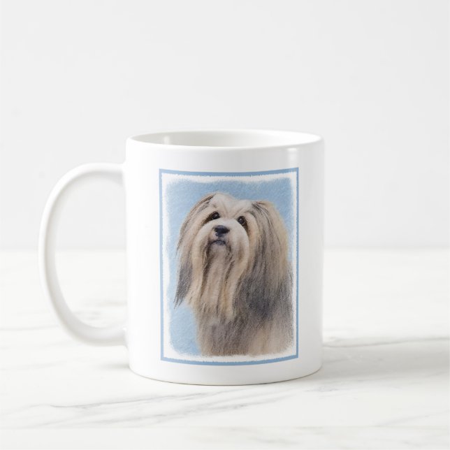Havanese (Silber) Malerei - Niedliche Original Hun Kaffeetasse (Links)