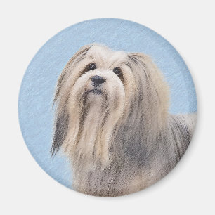 Havanese (Silber) Malerei - Niedliche Original Hun Magnet