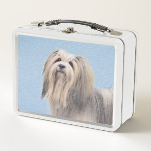 Havanese (Silber) Malerei - Niedliche Original Hun Metall Brotdose