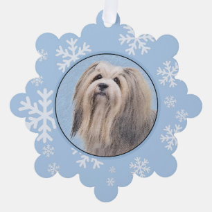 Havanese (Silber) Malerei - Niedliche Original Hun Ornament Karte