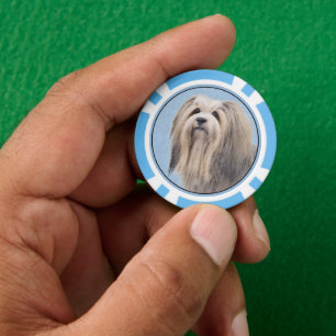 Havanese (Silber) Malerei - Niedliche Original Hun Pokerchips