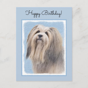 Havanese (Silber) Malerei - Süße originelle Hundek Postkarte