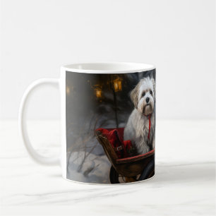 Havanese Snowy Sleigh Weihnachtsdekor Kaffeetasse