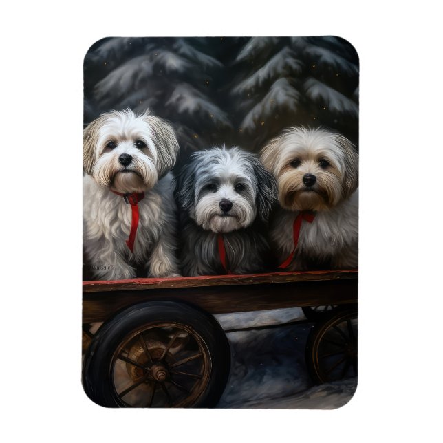 Havanese Snowy Sleigh Weihnachtsdekor Magnet (Vertikal)