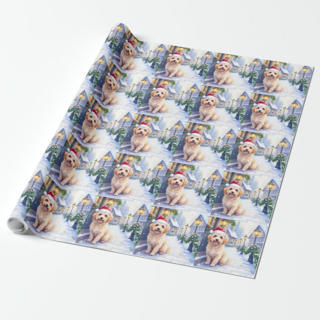 Havanese Snowy Village Walk Santa Hat Christmas Geschenkpapier (Ungerollt)
