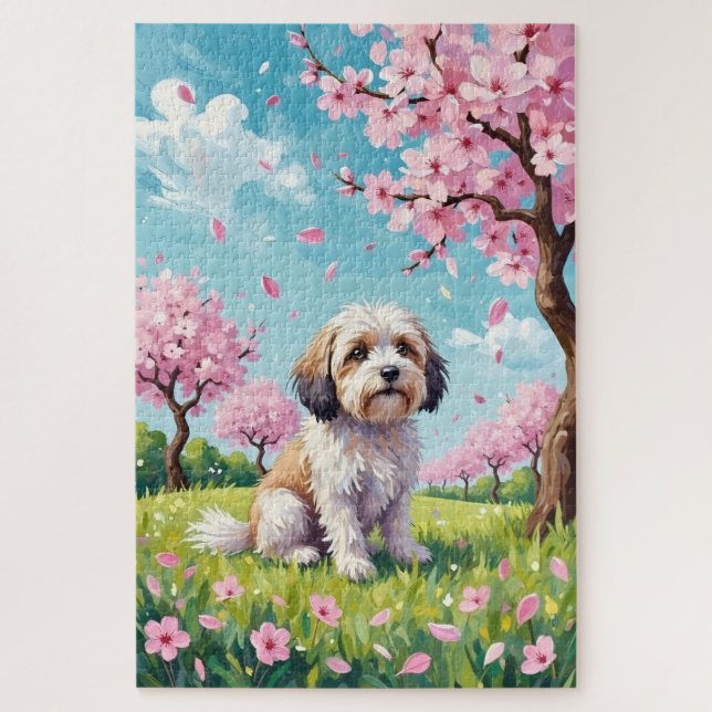 Havanese Spring Cherry Blossom Dog (Vertikal)