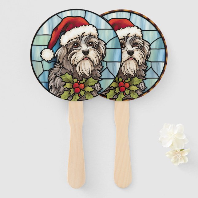 Havanese Stached Glass Christmas Fächer (Vorne und Hinten)