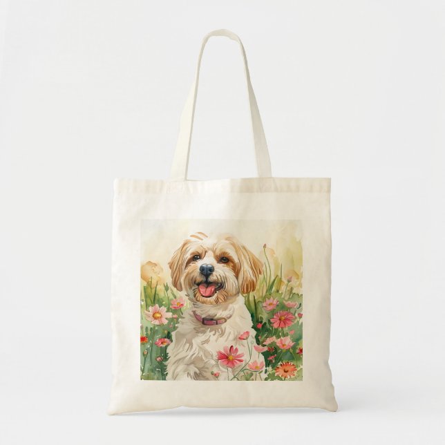 Havanese Tote Bag - Aquarell Leinwand Tragetasche (Vorne)